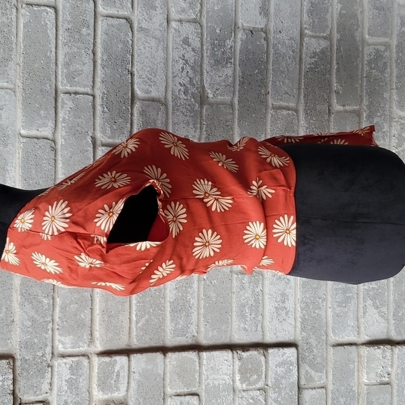 Madewell Top Chinch Wrap Tie Size XXS Flowers New Rust Cream - Picture 2 of 12